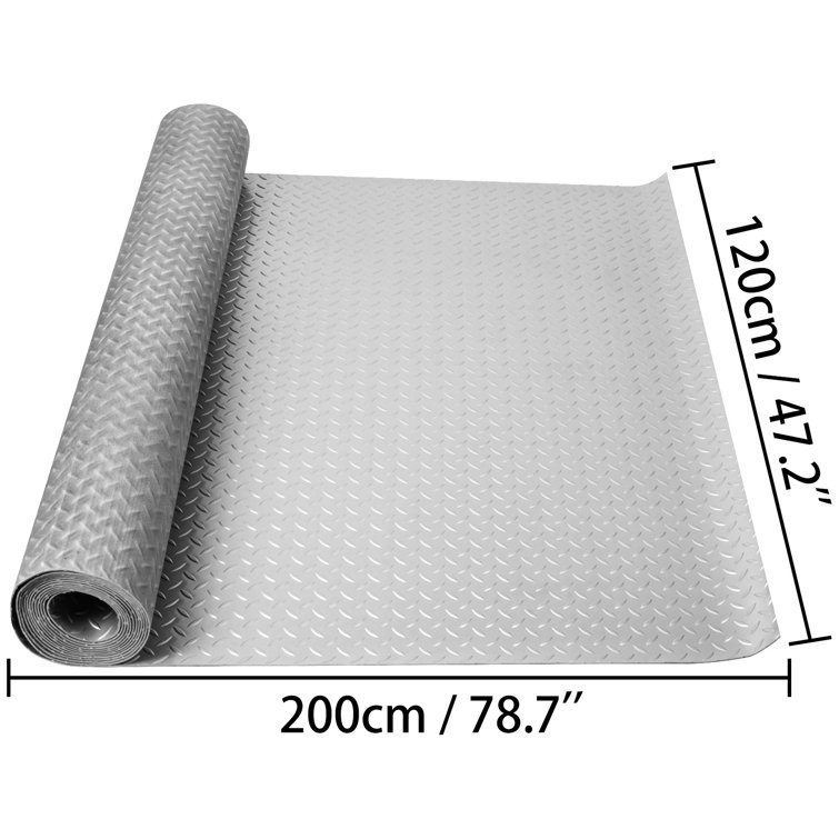 Silver Textured Vinyl Garage Floor Mat with Anti-Slip Surface