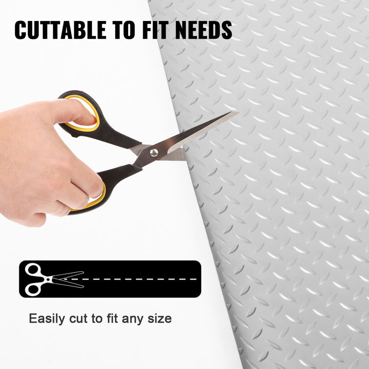 Silver Textured Vinyl Garage Floor Mat with Anti-Slip Surface