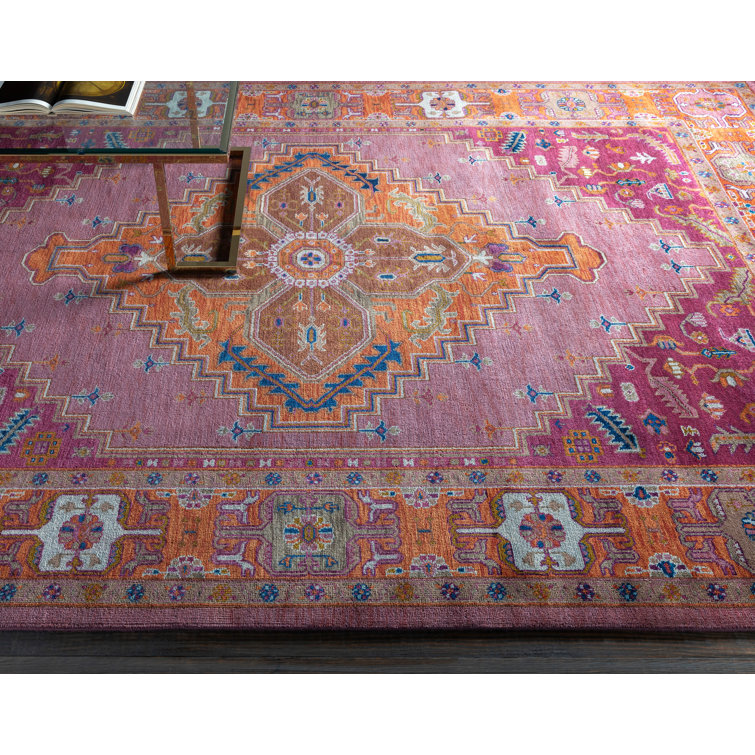 Hand-Knotted Light Blue Wool Floral Motif Area Rug