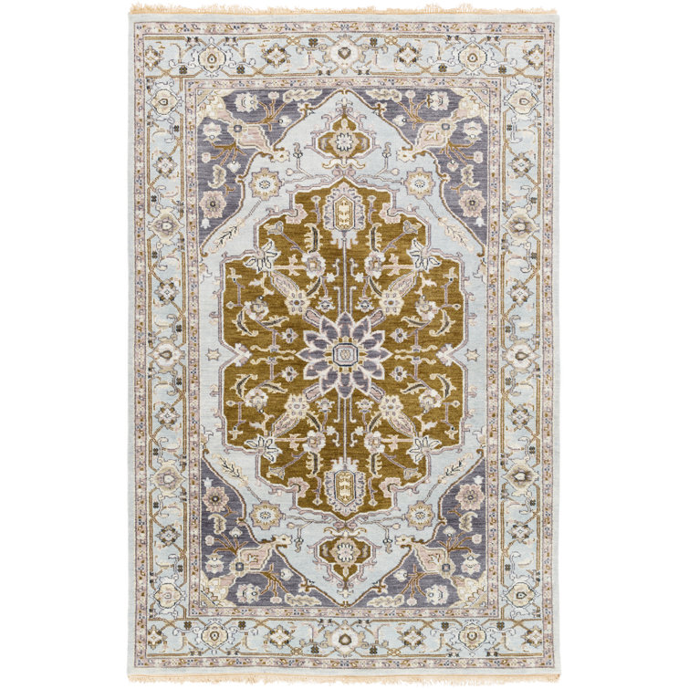Large Multicolor Hand-Knotted Wool Floral Area Rug