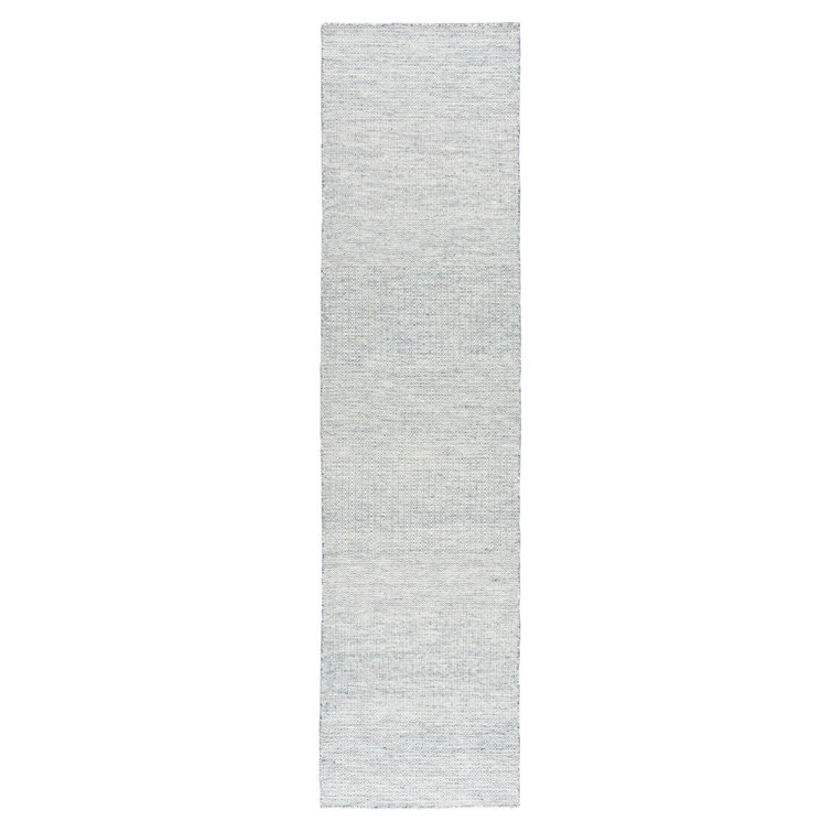 Light Blue Wool Trellis Flat Woven Reversible Rug 2'6"x10'