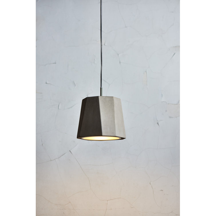 Castle Rock 7.9" Aluminum Drum Pendant with Concrete Shade