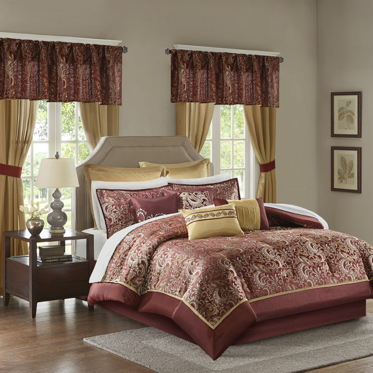 California King Red Microfiber Down Alternative Bedding Set