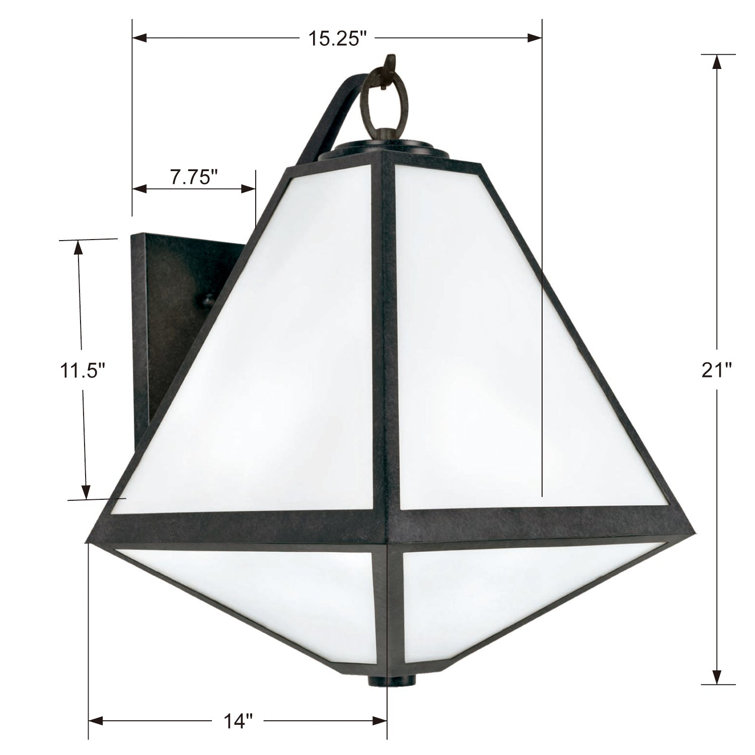 Black Charcoal Outdoor Lantern with White Opal Glass Panels