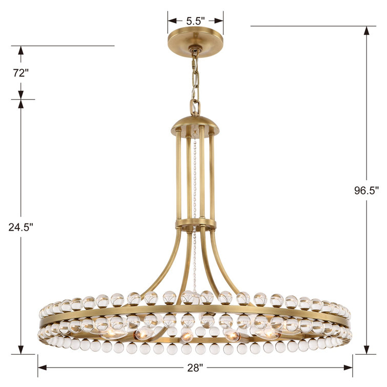 Clover Aged Brass 12-Light Chandelier with Glass Ball Accents