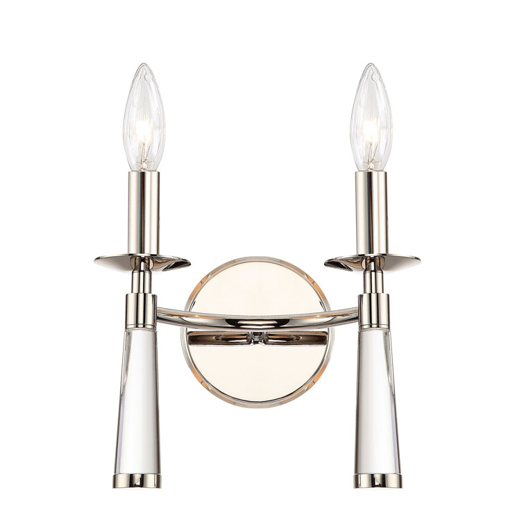 Baxter Polished Nickel 2-Light Sconce with White Silk Shade