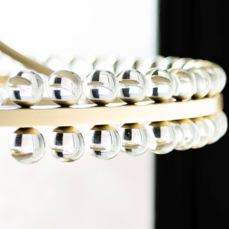 Clover Aged Brass 8-Light Chandelier with Crystal Glass Beads