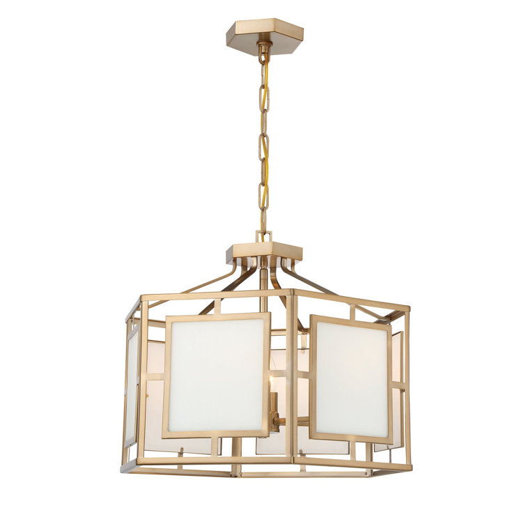 Vibrant Gold 6-Light Drum Chandelier with Silk Glass