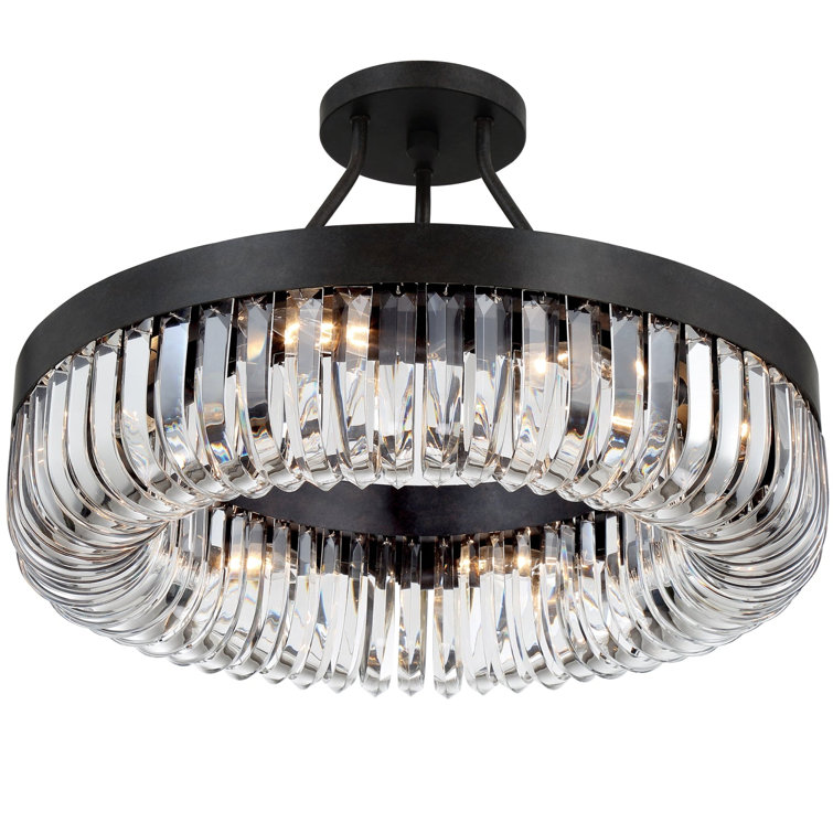 Charcoal Bronze 8-Light Chandelier with Clear Glass Beads