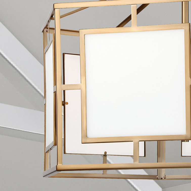 Vibrant Gold 6-Light Drum Chandelier with Glass Panels