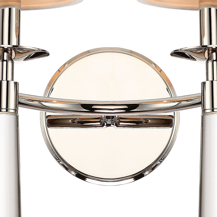 Baxter Polished Nickel 2-Light Sconce with White Silk Shade