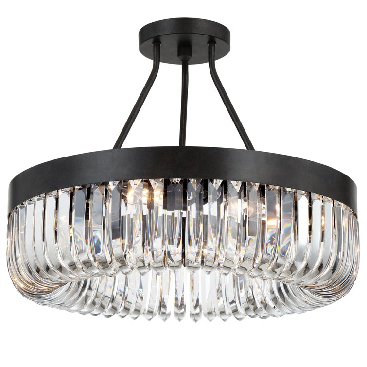 Charcoal Bronze 8-Light Chandelier with Clear Glass Beads