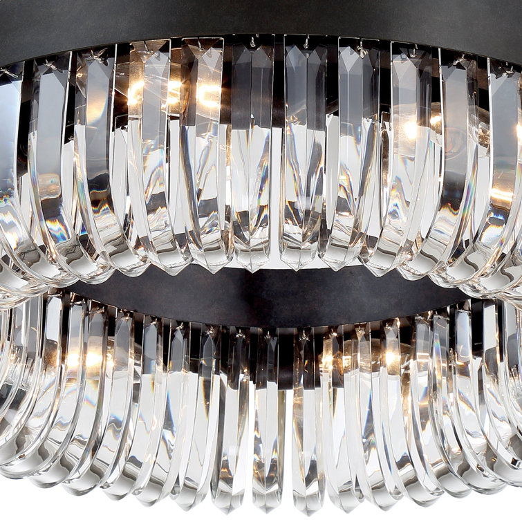 Charcoal Bronze 8-Light Chandelier with Clear Glass Beads