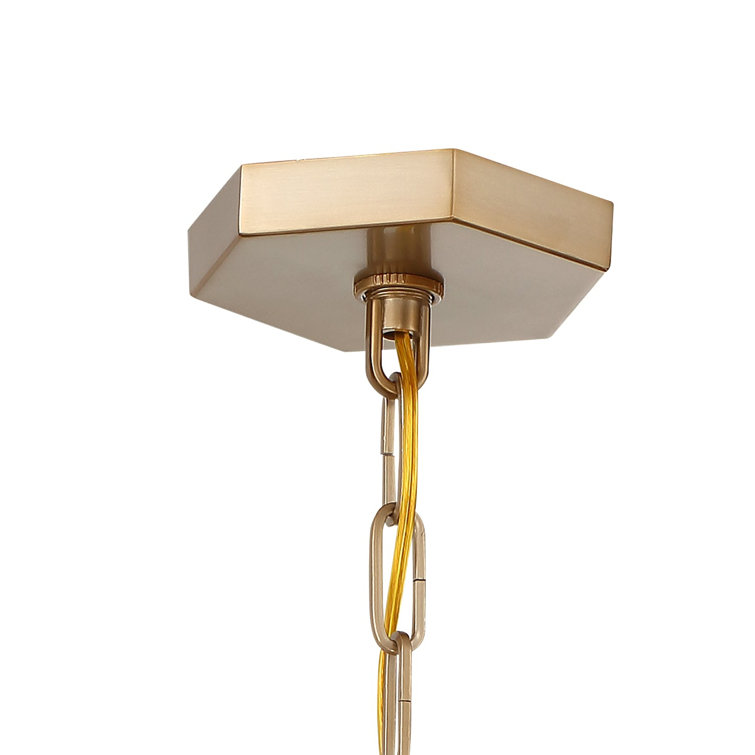 Vibrant Gold 6-Light Drum Chandelier with Glass Panels