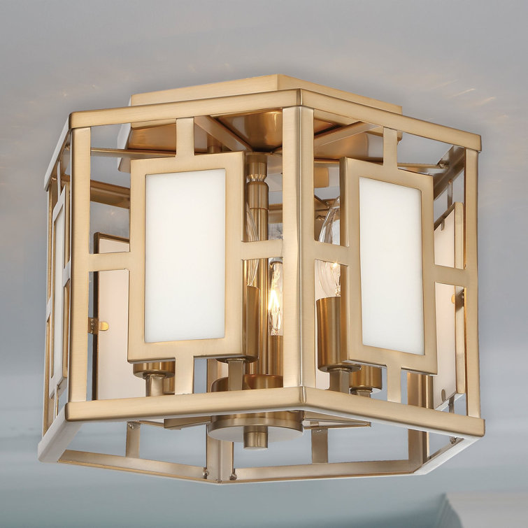 Vibrant Gold Glass Drum 6-Light LED Flush Mount