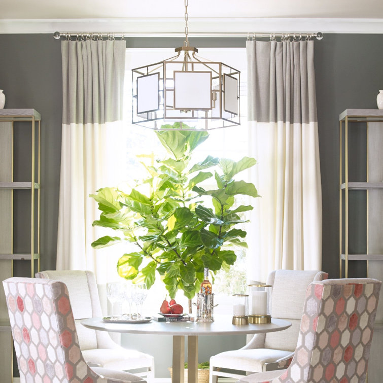 Vibrant Gold 6-Light Drum Chandelier with Glass Panels