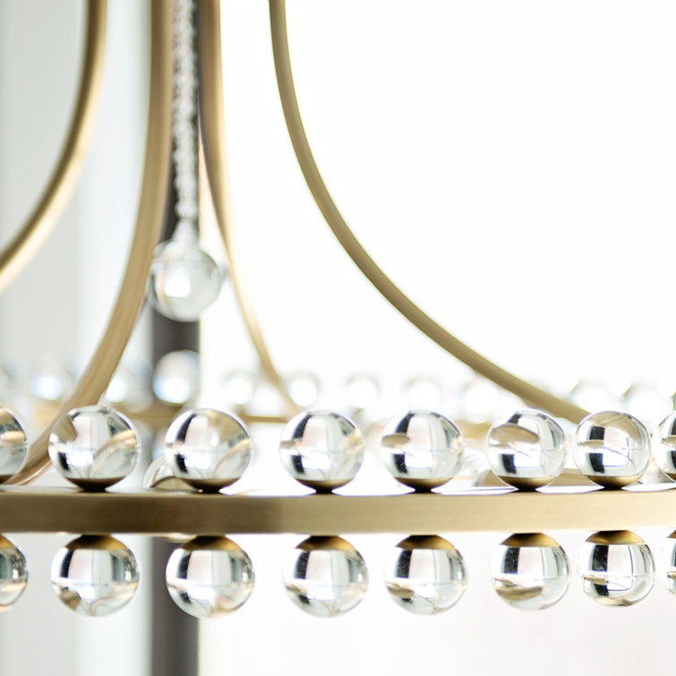 Clover Aged Brass 8-Light Chandelier with Crystal Glass Beads
