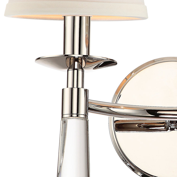 Baxter Polished Nickel 2-Light Sconce with White Silk Shade