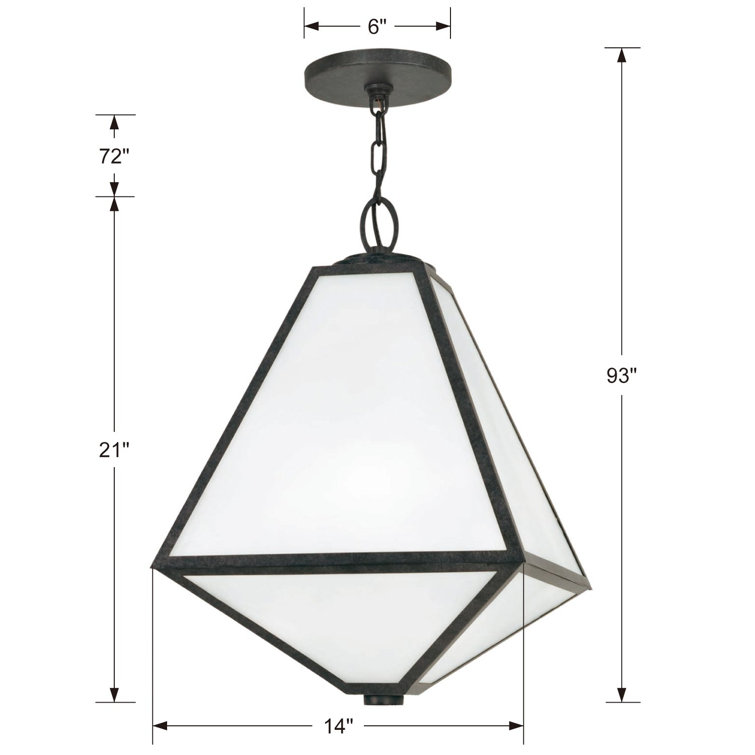 Black Charcoal Outdoor Lantern with White Opal Glass Panels