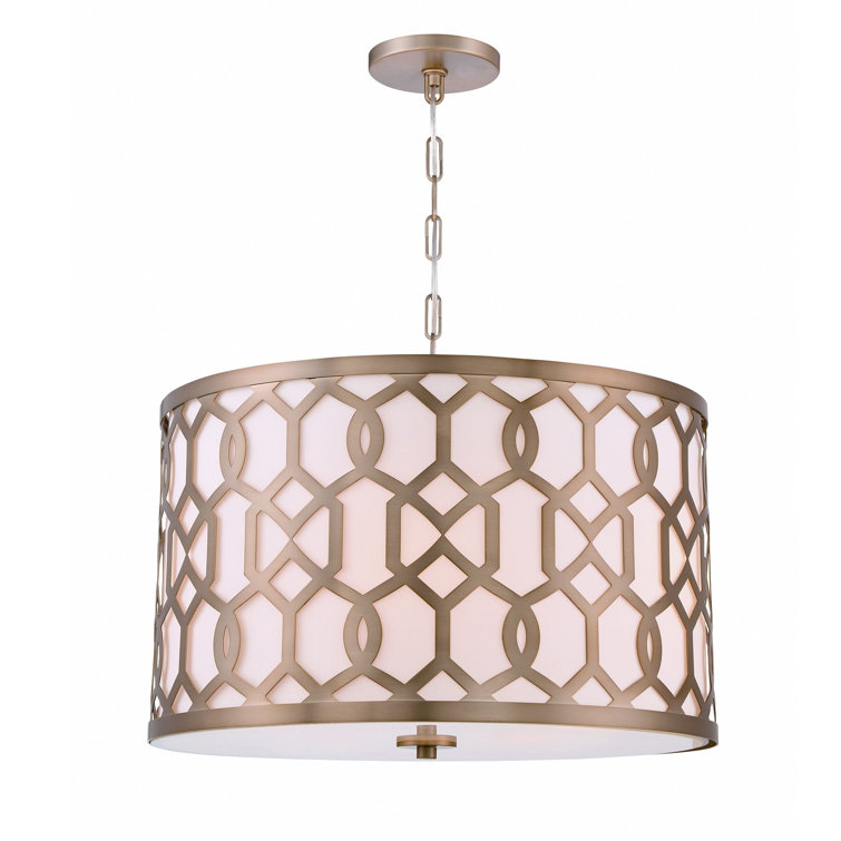 Aged Brass Elegance 5-Light Chandelier with White Silk Shade