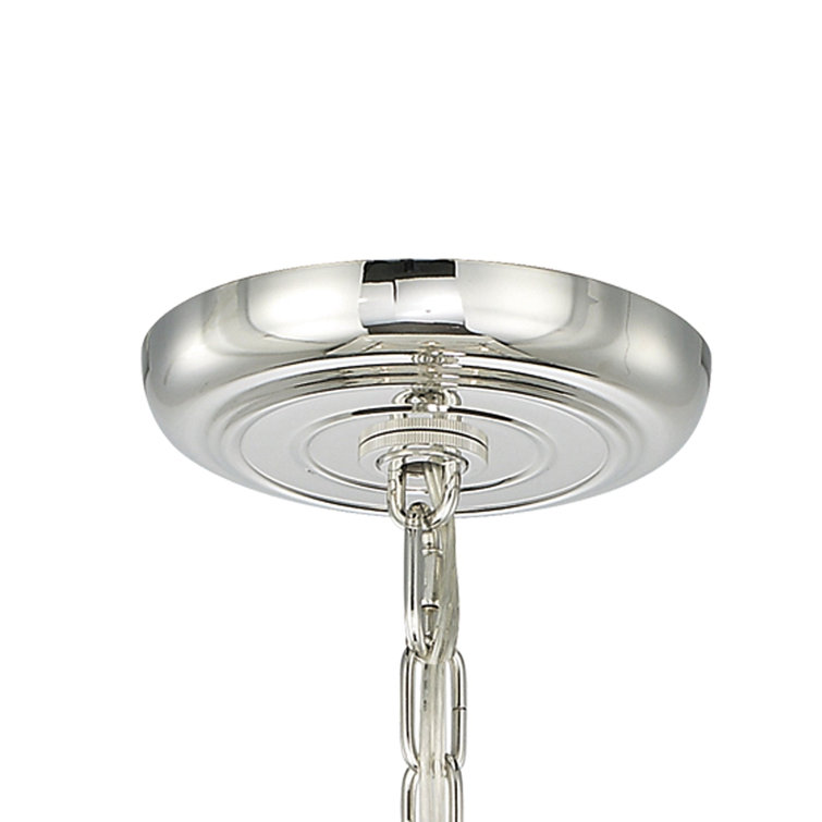 Polished Nickel 4-Light Chandelier with White Silk Shades