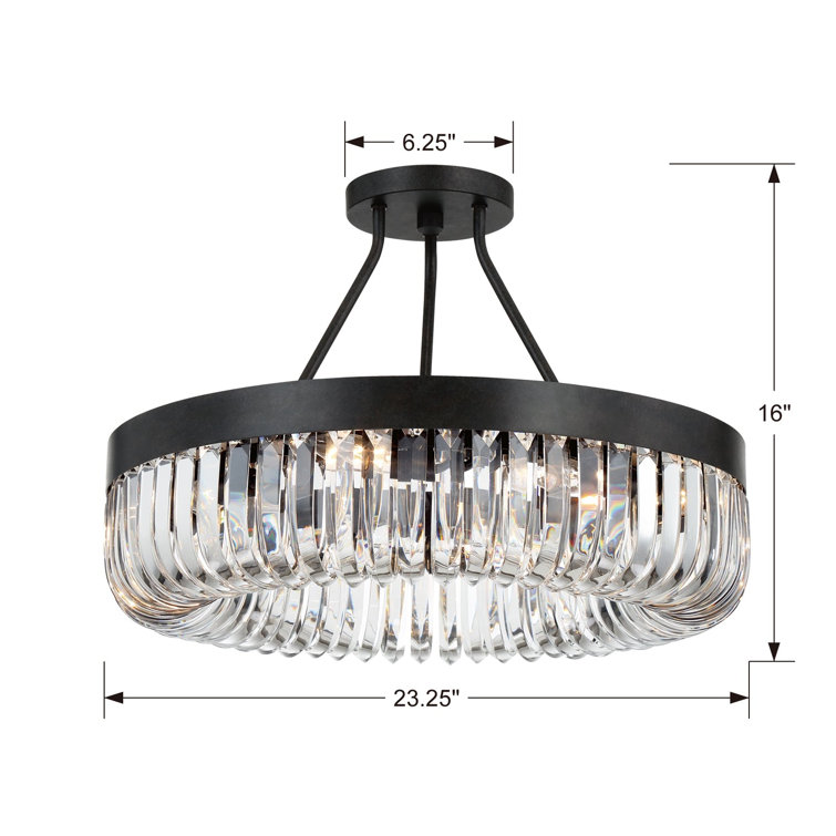 Charcoal Bronze 8-Light Chandelier with Clear Glass Beads