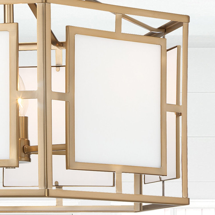 Vibrant Gold 6-Light Drum Chandelier with Silk Glass