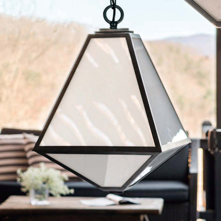 Black Charcoal Outdoor Lantern with White Opal Glass Panels