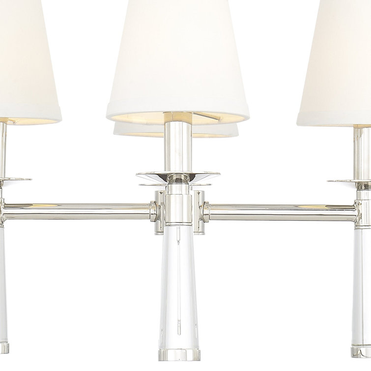 Polished Nickel 4-Light Chandelier with White Silk Shades