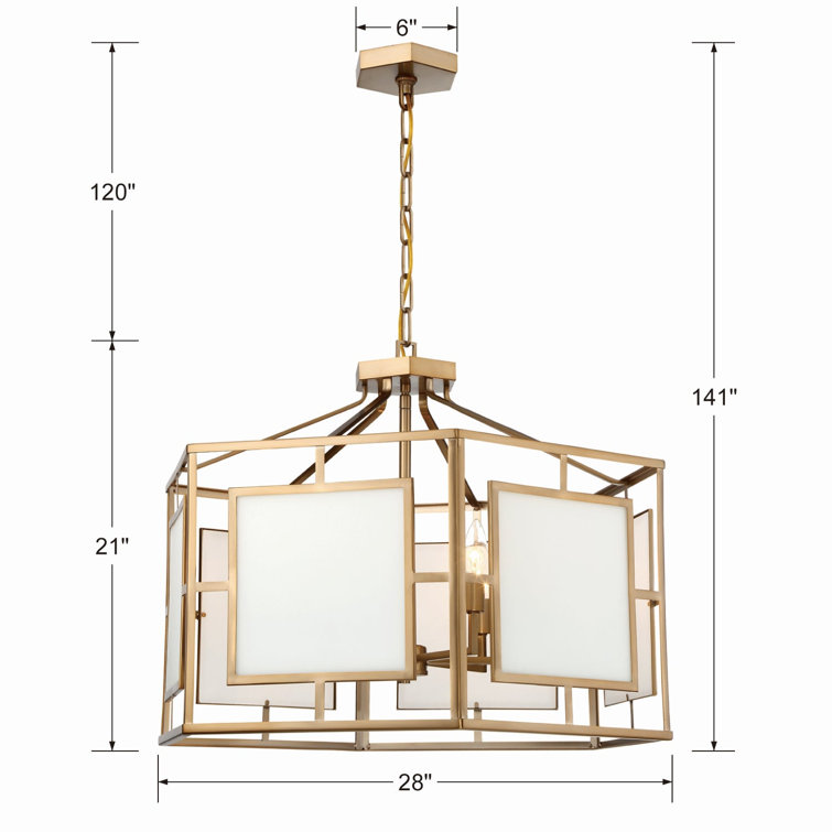 Vibrant Gold 6-Light Drum Chandelier with Glass Panels