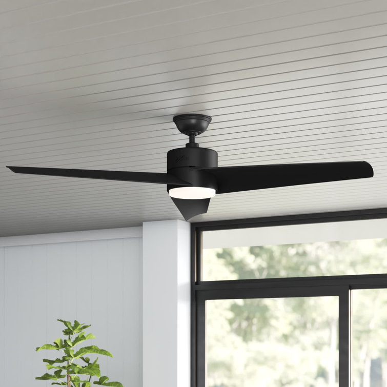 Havoc Matte Black 54" Outdoor LED Ceiling Fan with Remote