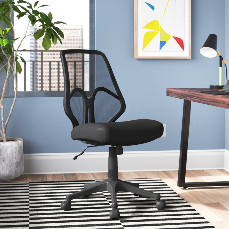 Ergonomic High-Back Armless Black Mesh Swivel Office Chair