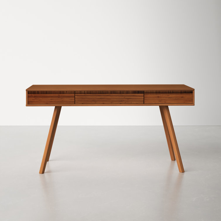 Amber Bamboo 60" Writing Desk with Splayed Legs and Drawers
