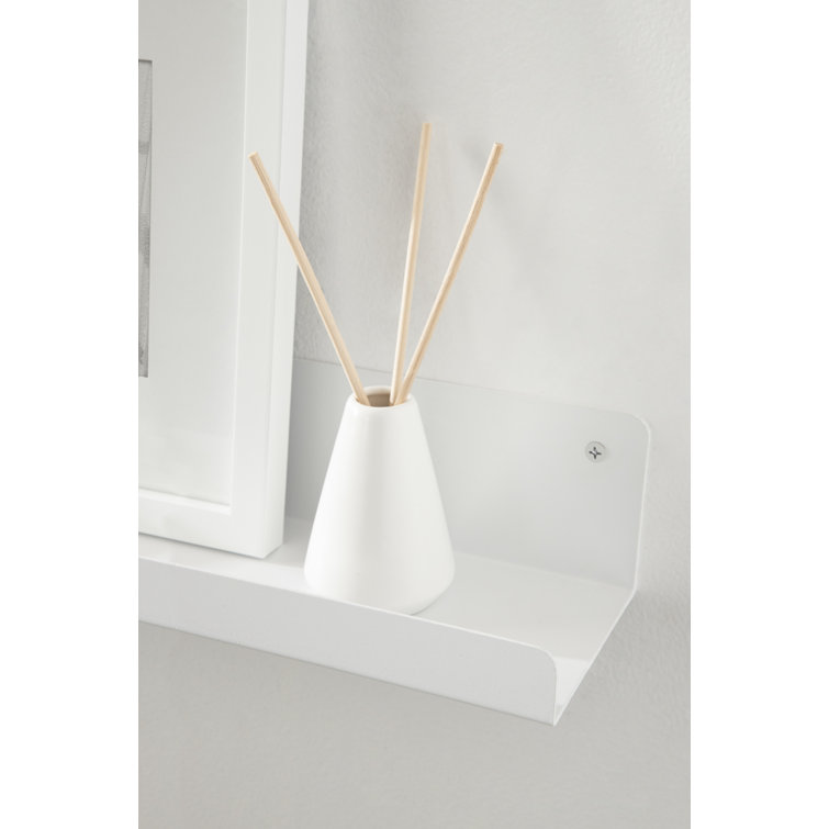 White Metal Floating Wall Shelves Set of 2