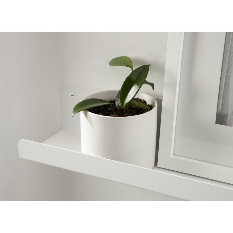 White Metal Floating Wall Shelves Set of 2