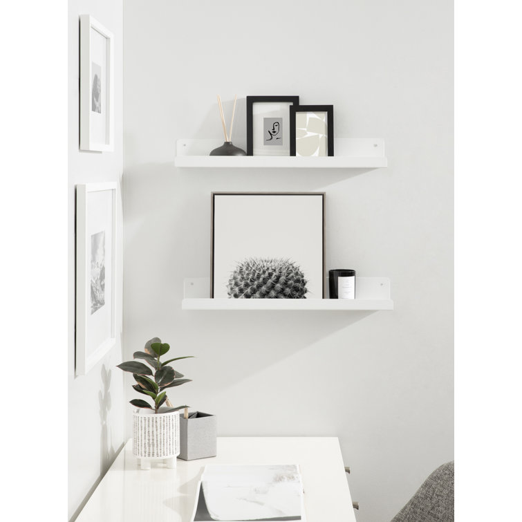 White Metal Floating Wall Shelves Set of 2