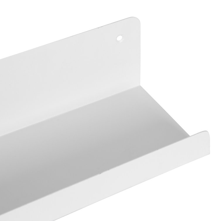 White Metal Floating Wall Shelves Set of 2