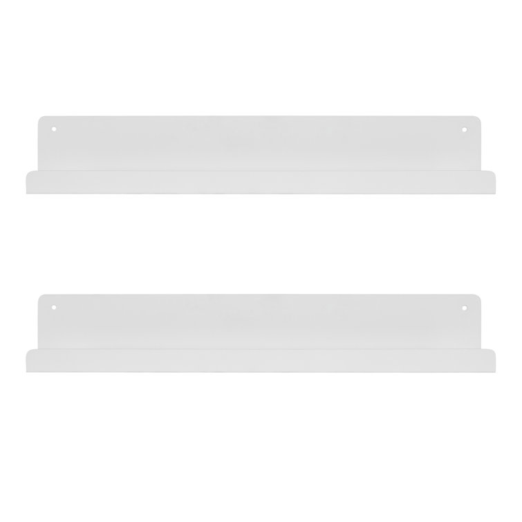 White Metal Floating Wall Shelves Set of 2