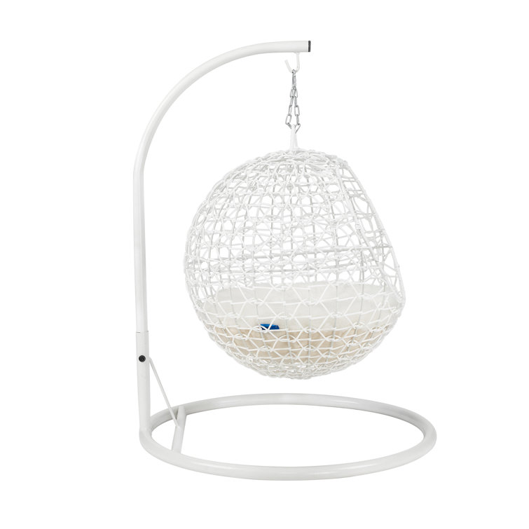 Medium White Rattan Hanging Egg Cat Bed