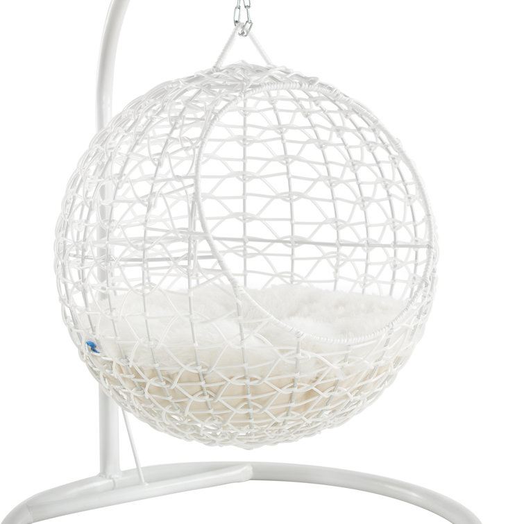 Medium White Rattan Hanging Egg Cat Bed