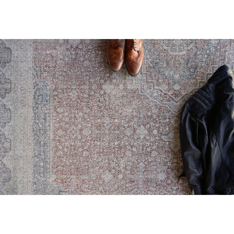Heritage Red and Navy Synthetic 12' x 15' Area Rug