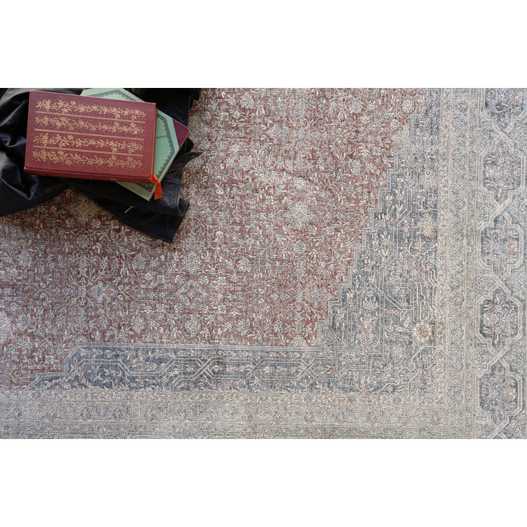 Heritage Red and Navy Synthetic 12' x 15' Area Rug