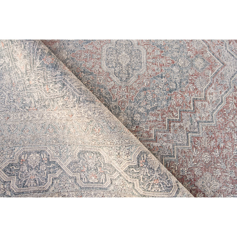 Heritage Red and Navy Synthetic 12' x 15' Area Rug