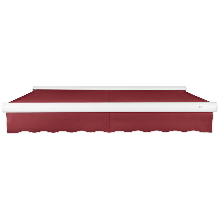 Burgundy 8' Woven Acrylic Retractable Awning with Aluminum Frame