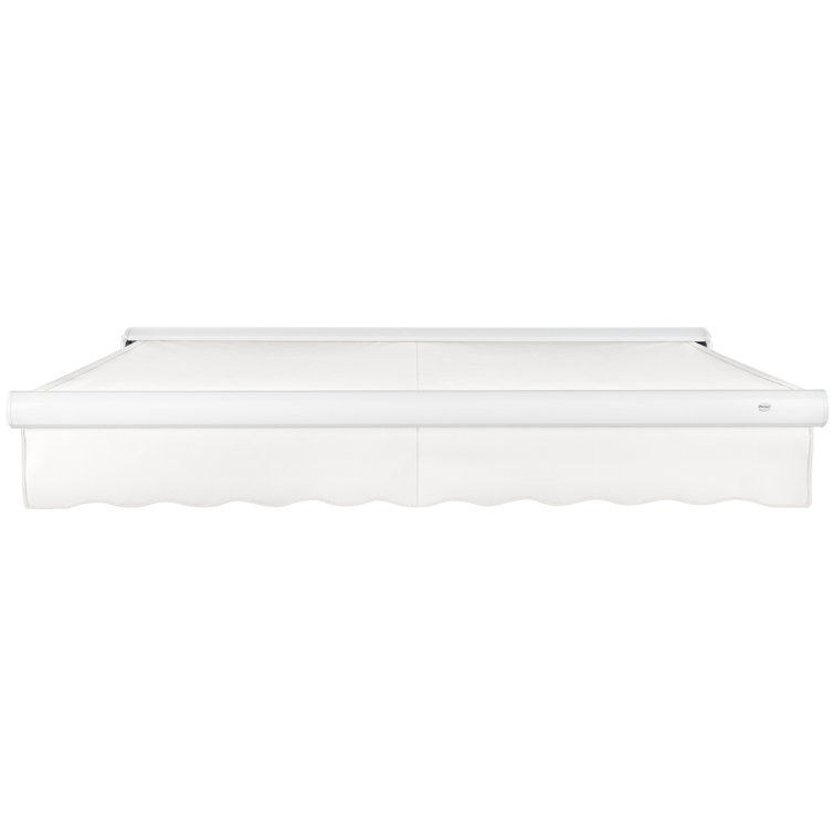 Off-White Acrylic Motorized Retractable Patio Awning with Steel Frame