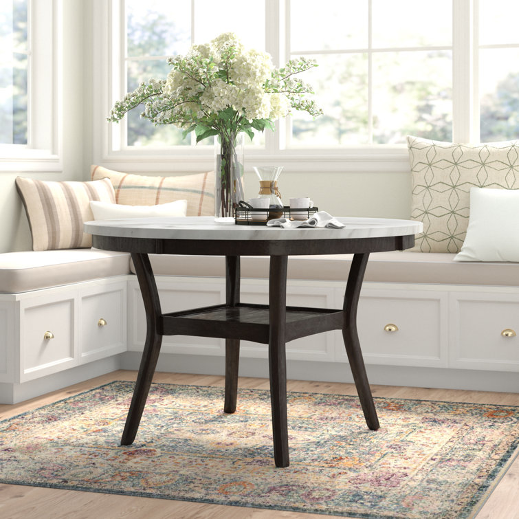 Celeste 48'' Round Espresso Wood & Faux Marble Dining Table