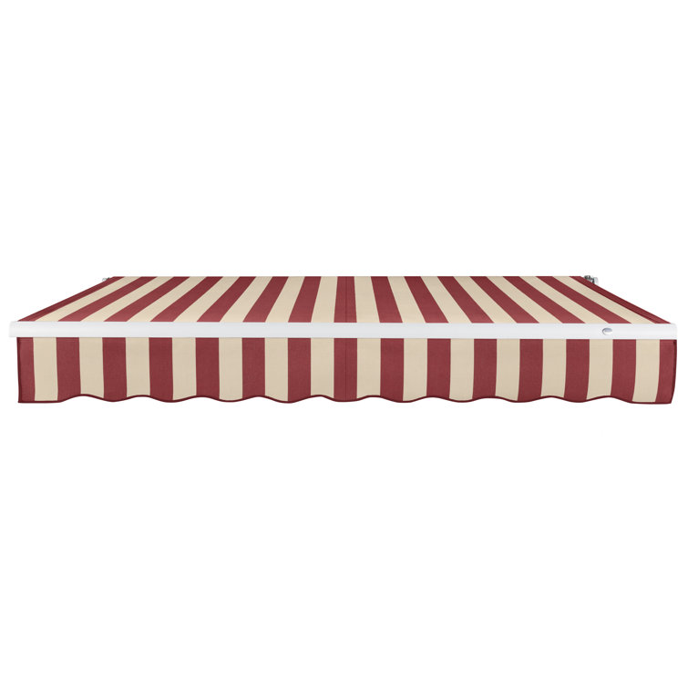 Cream Fabric Retractable Patio Awning with Aluminum Frame