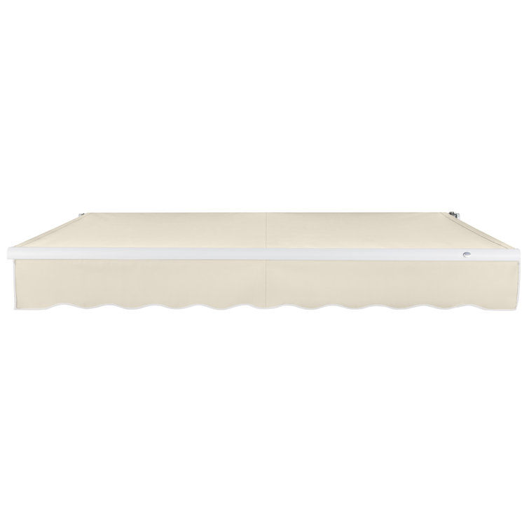 Cream Fabric Retractable Patio Awning with Aluminum Frame