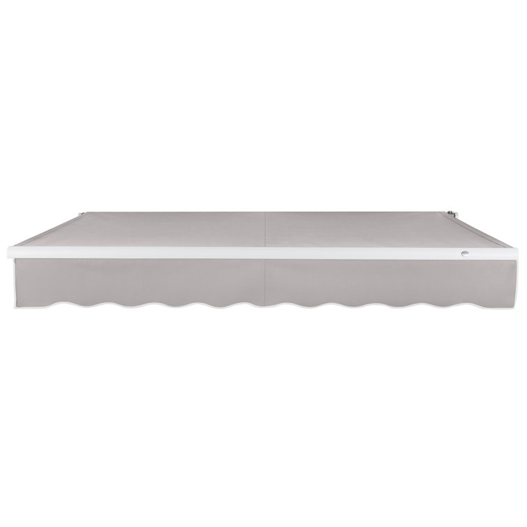 Cream Fabric Retractable Patio Awning with Aluminum Frame
