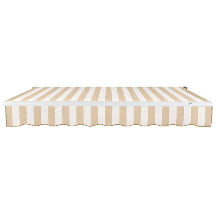 Cream Fabric Retractable Patio Awning with Aluminum Frame
